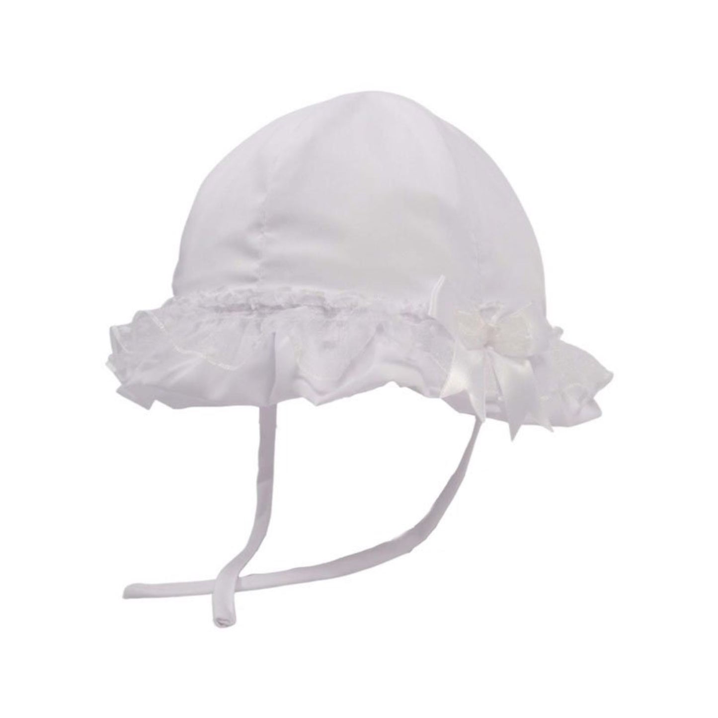 Baby Girls Sun Hat with Lace and Bow - 0 to 24 Months