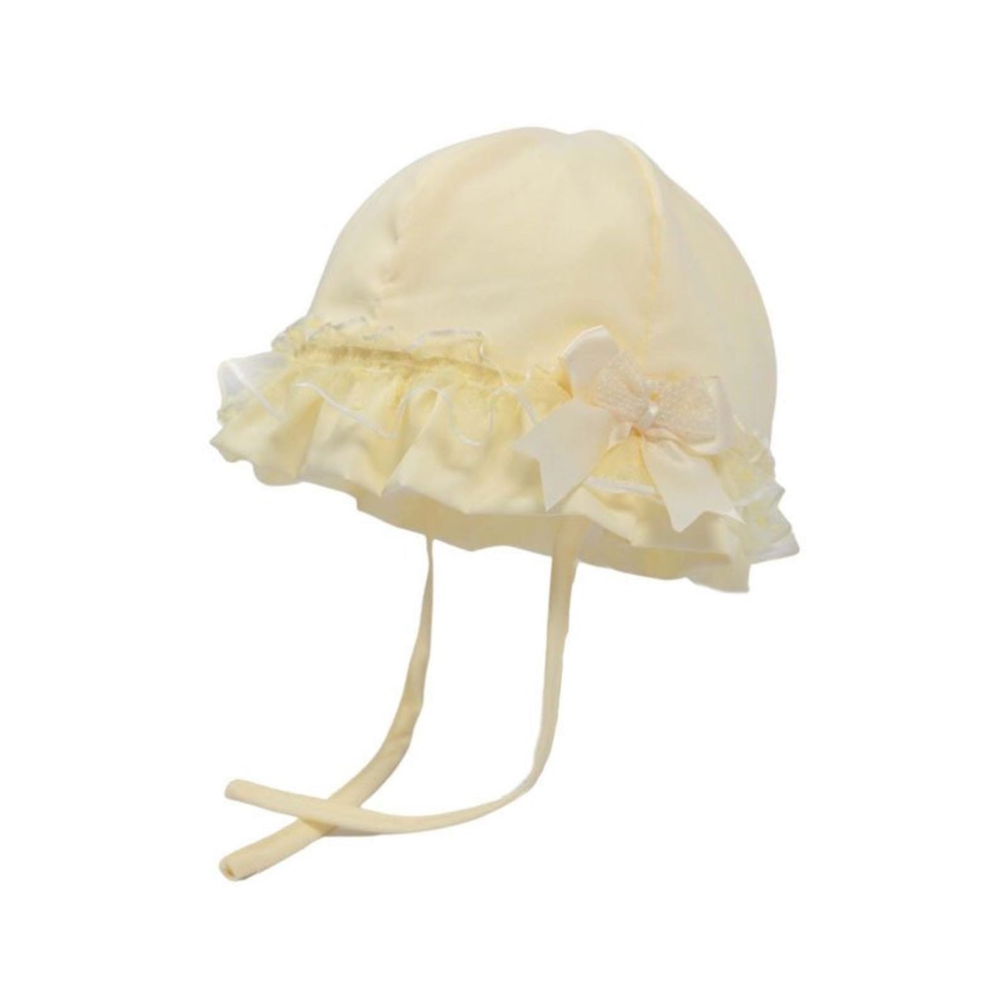 Baby Girls Sun Hat with Lace and Bow - 0 to 24 Months