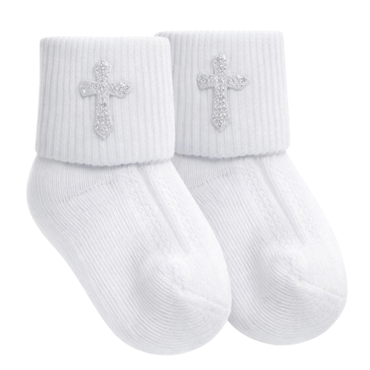 Baby Christening Socks with Cross