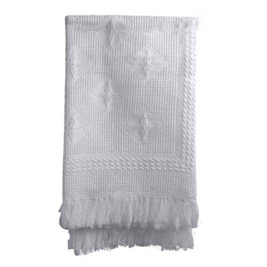 Baby Knitted Shawl with Star Design - White