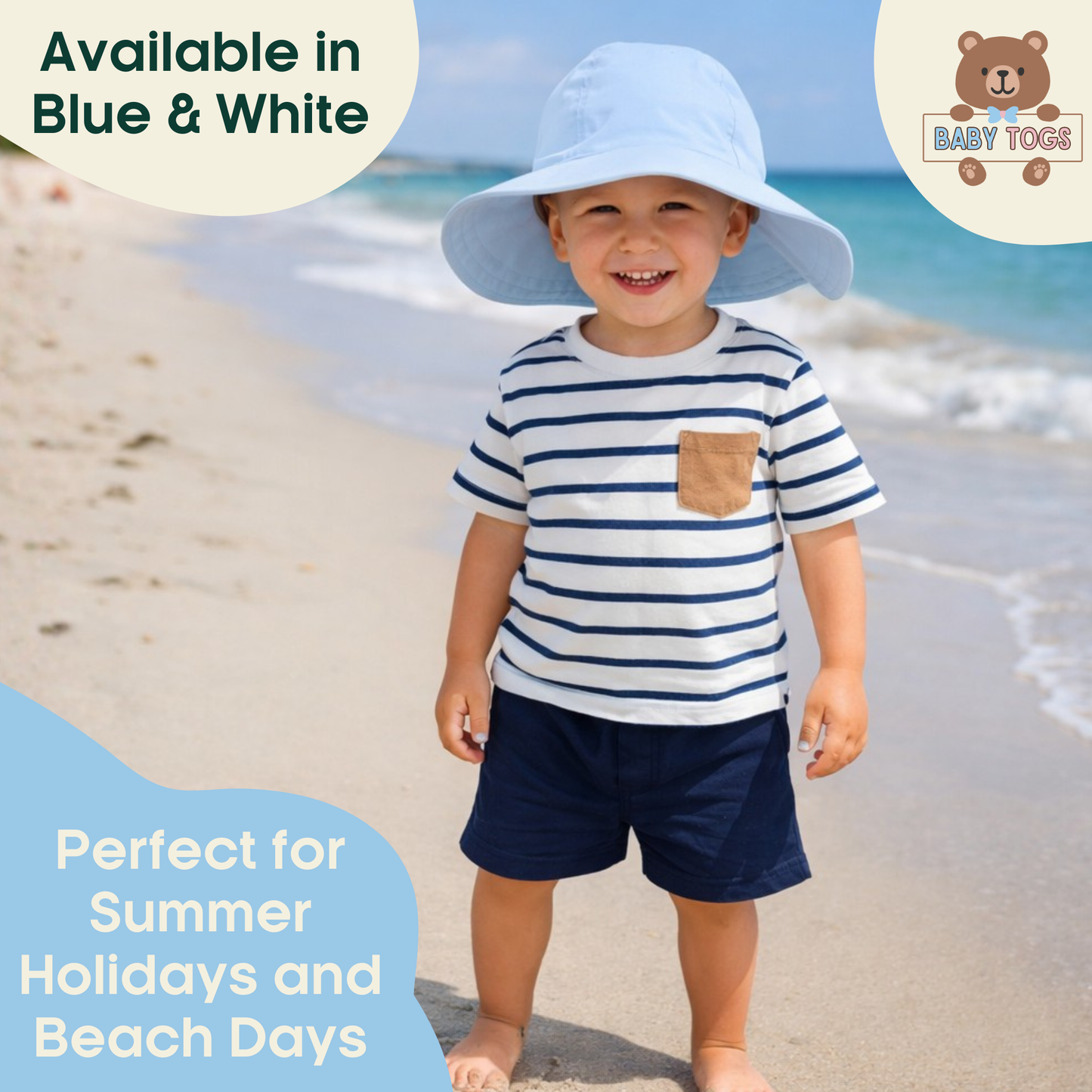 Baby Boys Wide Brim Cotton Sun Hat