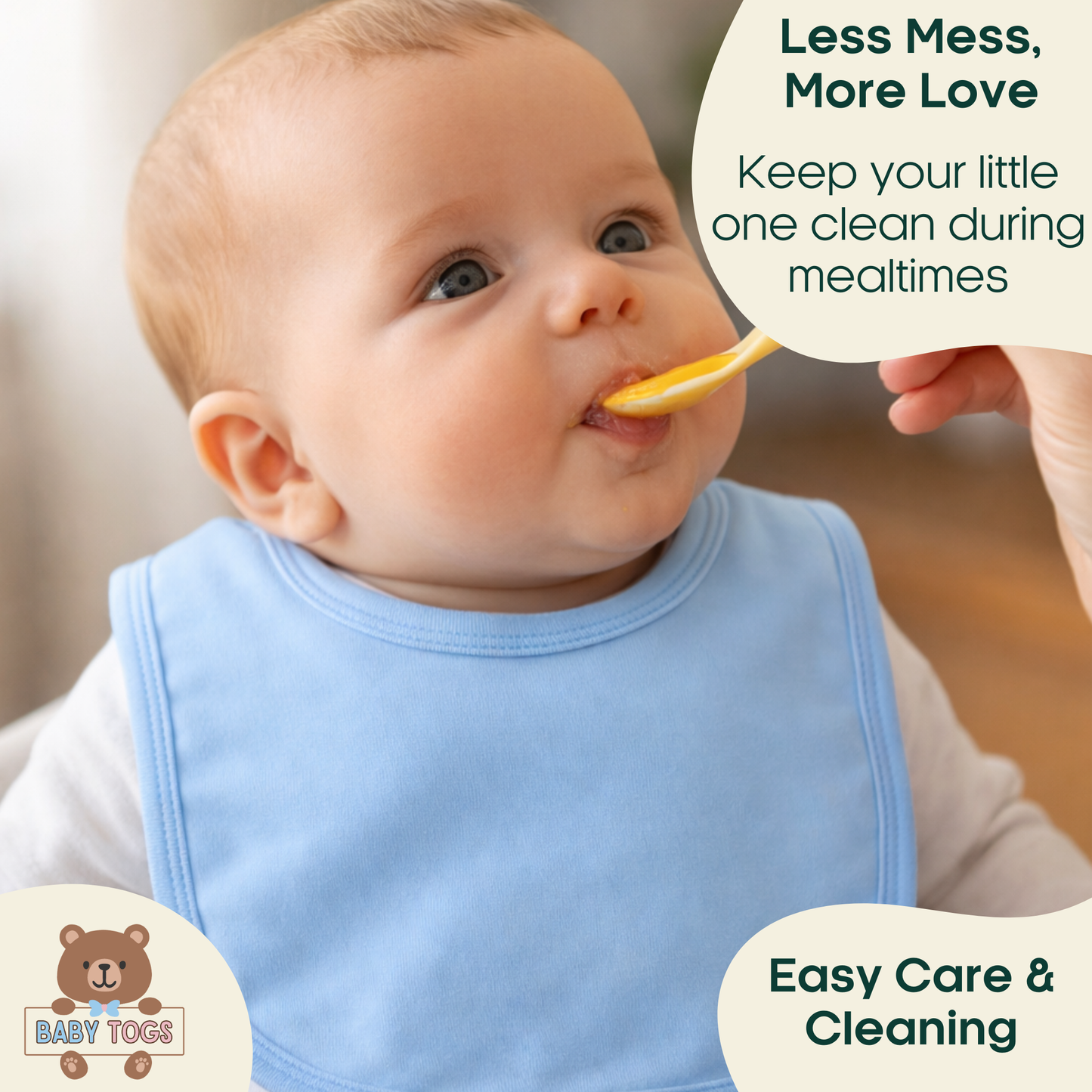 Plain Cotton Bibs - 3 Pack