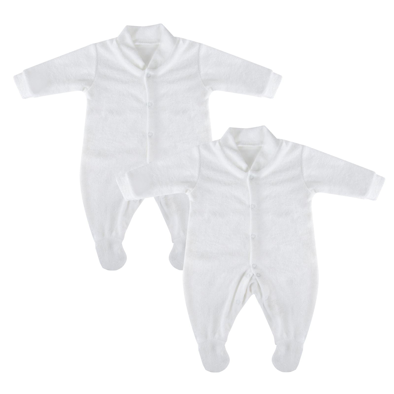 Baby Boys Girls White Terry Towelling Sleepsuit, British Made,