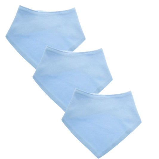 Baby Bandana Bibs - 100% Cotton, Blue, 3 Pack