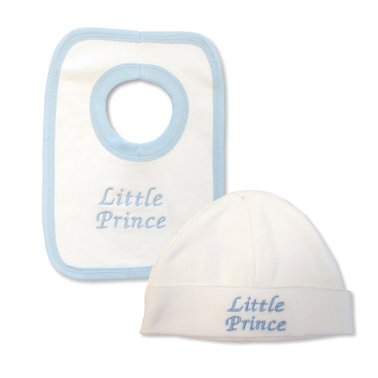 Little Prince & Princess Bib and Hat Set