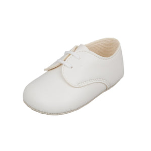 Baby Boys Lace Up Shoes - White Matt Leather - Made in Britain