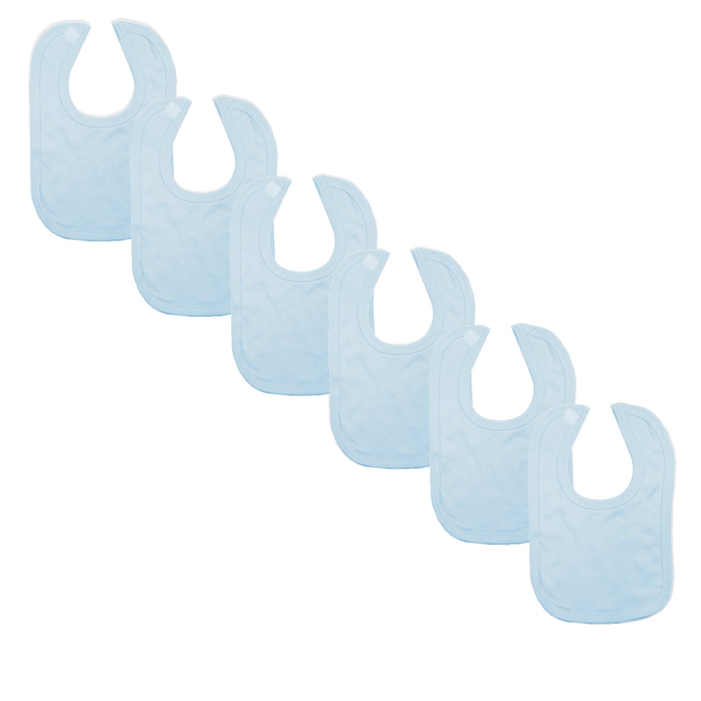 Plain Traditional Bibs - 6 Pack, 100% Cotton, Blue