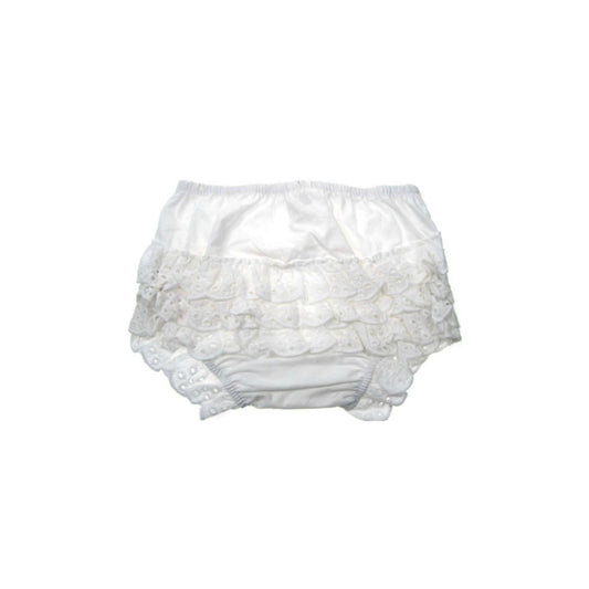 Baby Girls Cotton Frilly Knickers - White, 0-18 Months