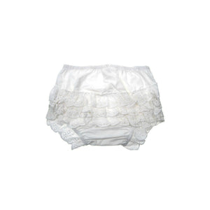 Baby Girls Cotton Frilly Knickers - White, 0-18 Months