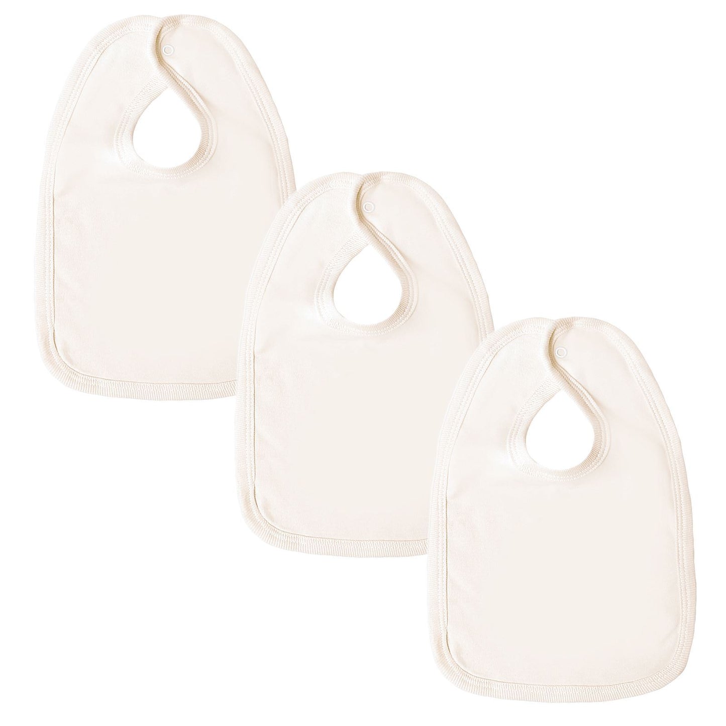 Baban Baby Bibs - 3 Pack - 100% Cotton, Made In Britain - Cream