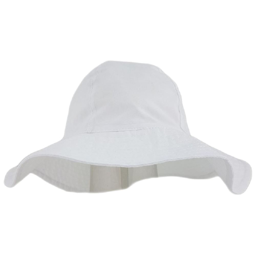 Girls Wide Brim Cotton Sun Hat - 0-3 Months to 2 Years
