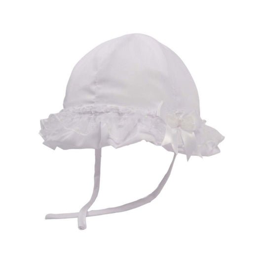 Baby Girls Sun Hat with Lace and Bow - 0 to 24 Months