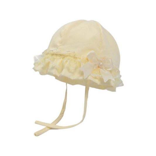 Baby Girls Sun Hat with Lace and Bow - 0 to 24 Months