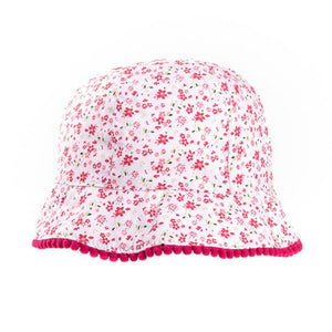 Girls Floral Wide Brim Cotton Sun Hat