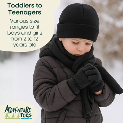 Kids Winter Fleece Hat, Scarf and Gloves 3 Piece Set