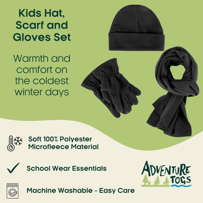 Kids Winter Fleece Hat, Scarf and Gloves 3 Piece Set