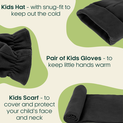 Kids Winter Fleece Hat, Scarf and Gloves 3 Piece Set