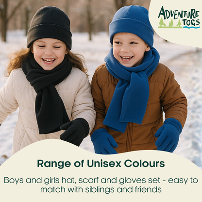 Kids Winter Fleece Hat, Scarf and Gloves 3 Piece Set