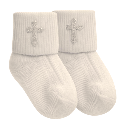 Baby Christening Socks with Cross