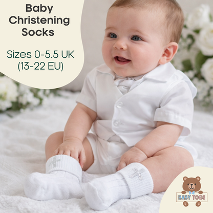 Baby Christening Socks with Cross