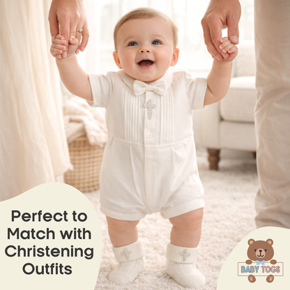 Baby Christening Socks with Cross