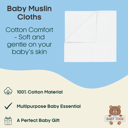 Baby Muslin Cloths - 3 or 6 Pack