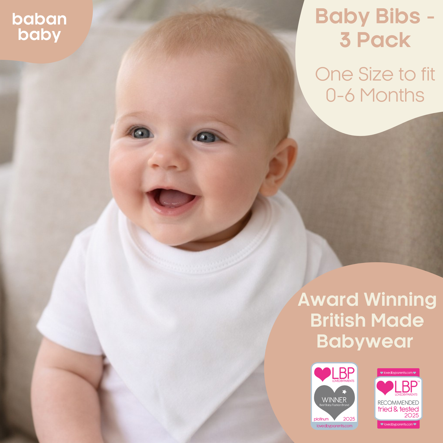 Baban Baby Dribble Bibs 3 Pack
