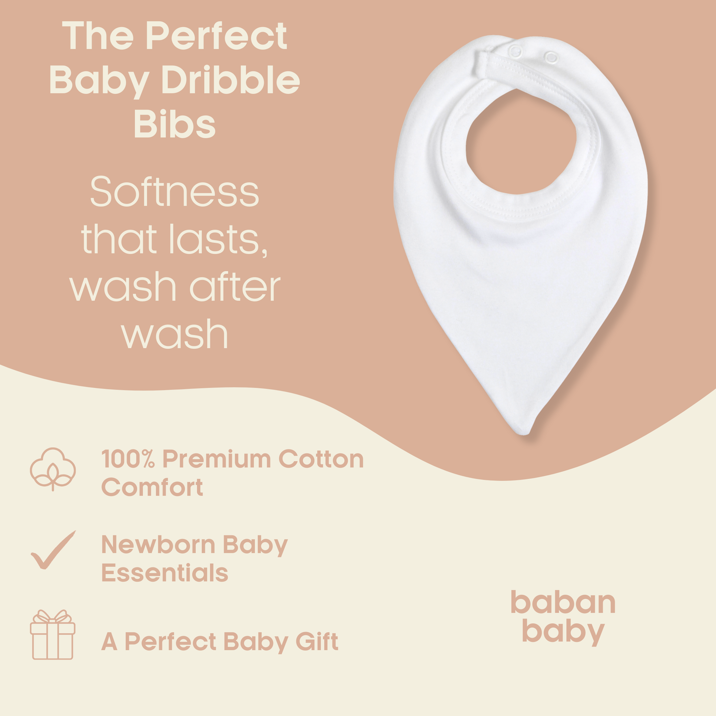 Baban Baby Dribble Bibs 3 Pack