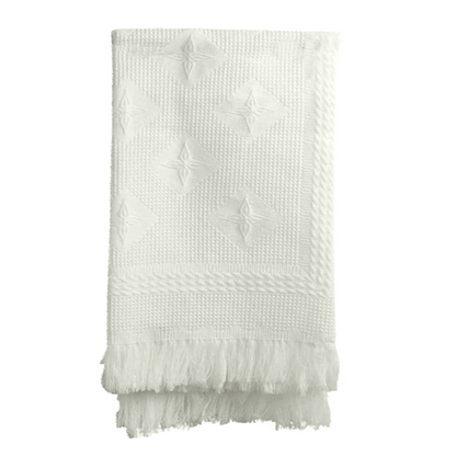 Baby Knitted Shawl with Star Design - White