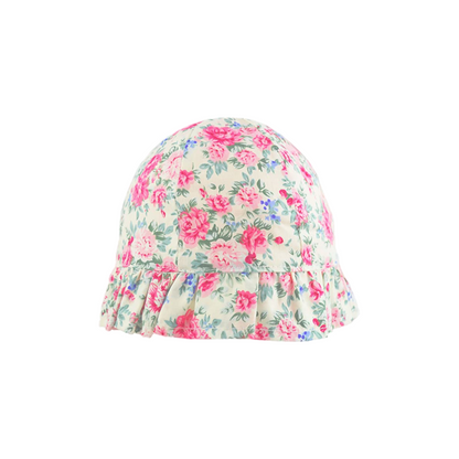 Girls Floral Cotton Sun Hat - 2 to 10 years
