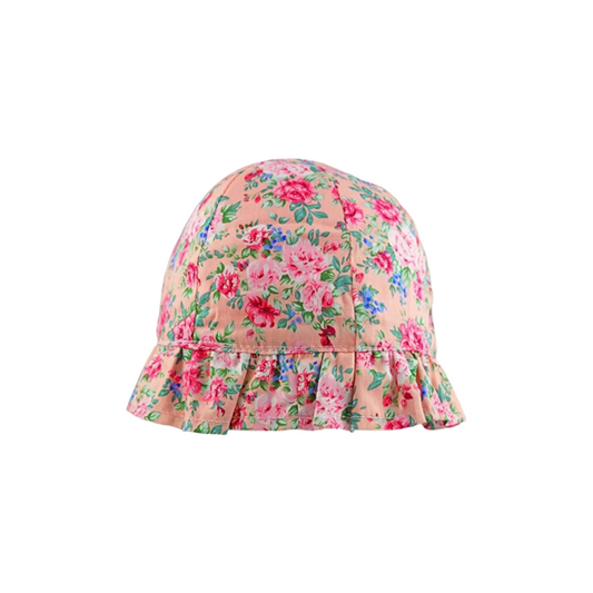 Girls Floral Cotton Sun Hat - 2 to 10 years