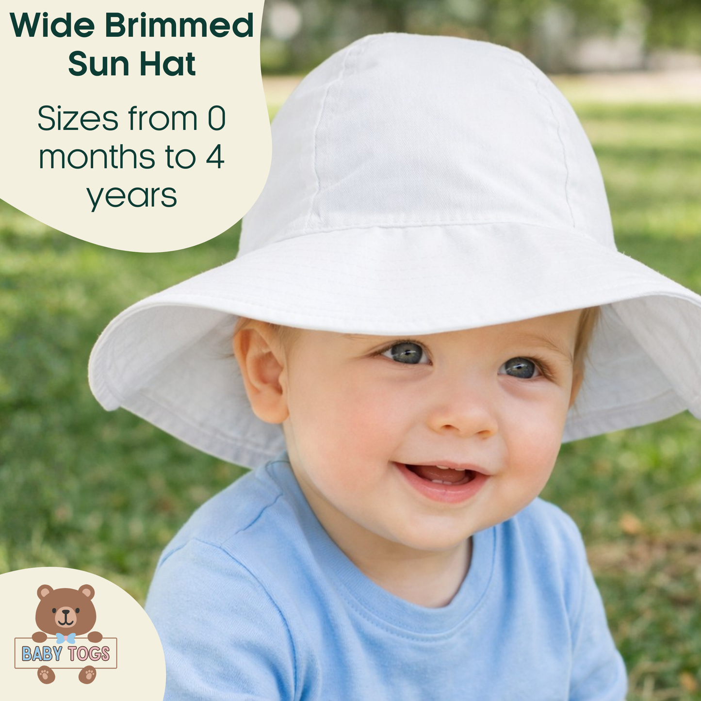 Baby Boys Wide Brim Cotton Sun Hat