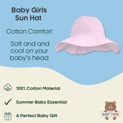 Baby Girls Wide Brim Cotton Sun Hat