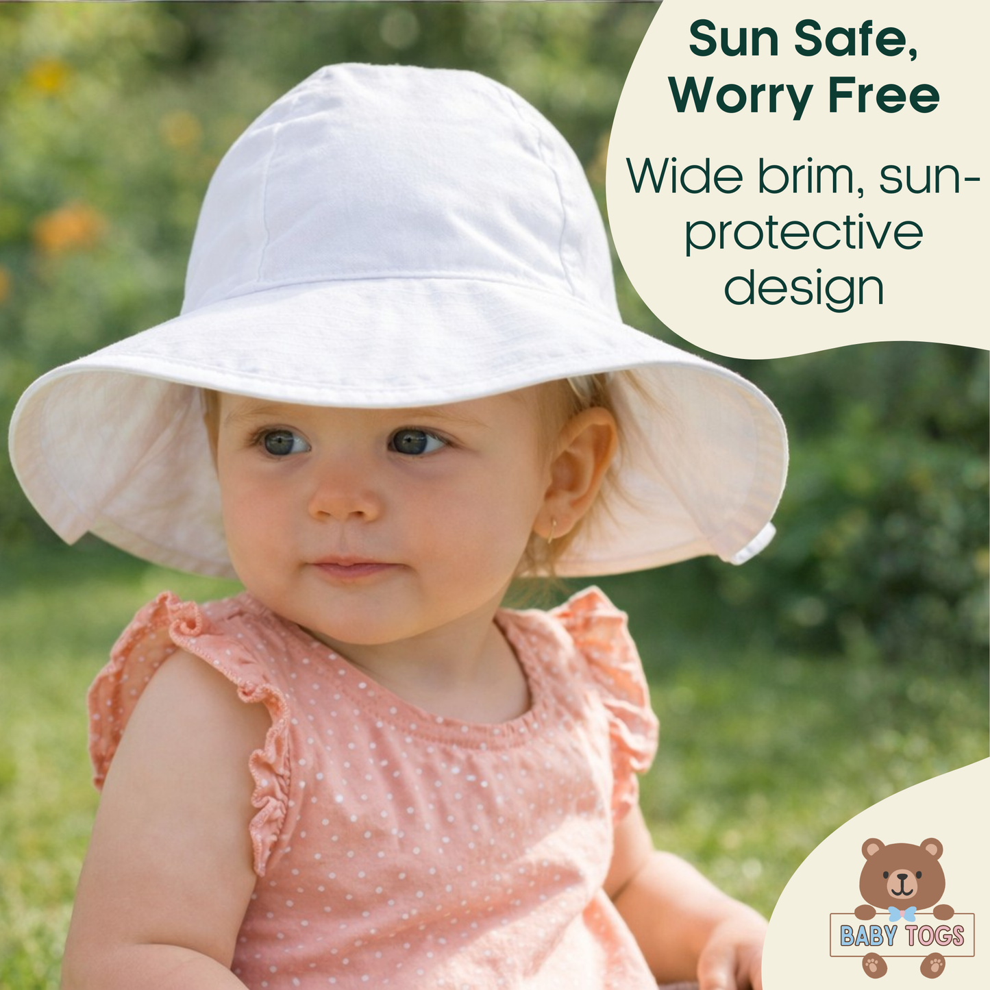 Baby Girls Wide Brim Cotton Sun Hat
