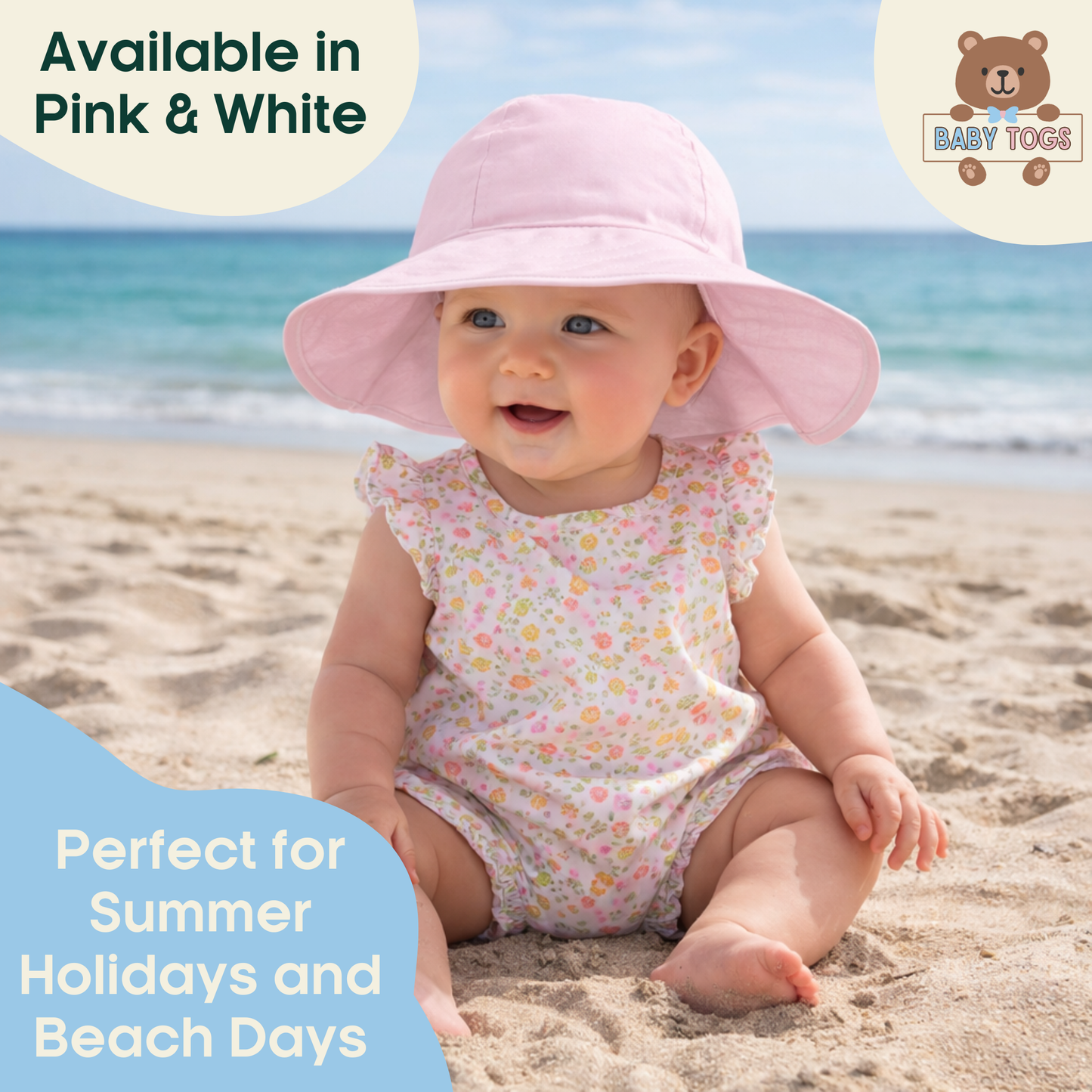 Baby Girls Wide Brim Cotton Sun Hat