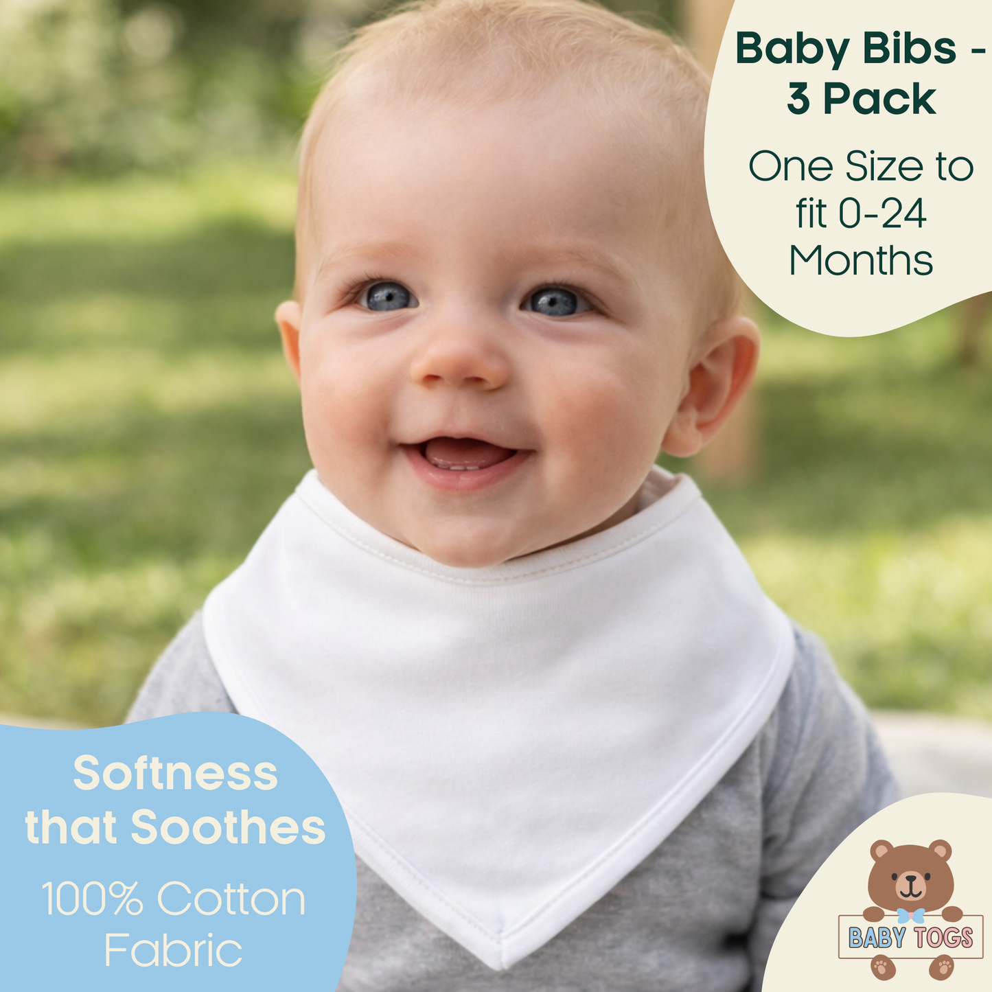 Plain Bandana Bibs - 3 Pack