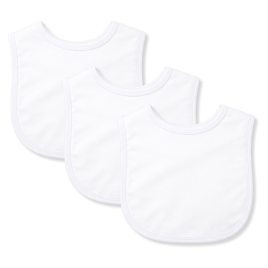 Plain Cotton Bibs - 3 Pack