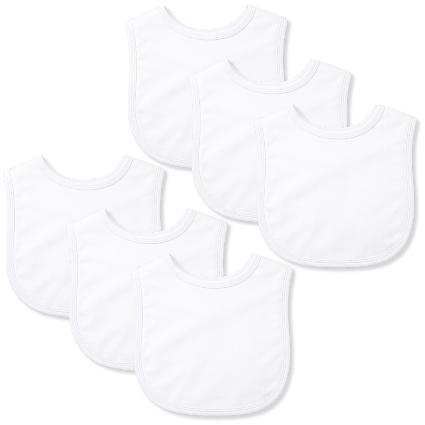 Plain Cotton Bibs - 6 Pack