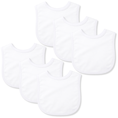 Plain Cotton Bibs - 6 Pack