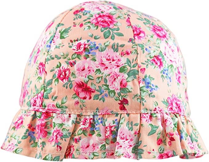 Girls Floral Cotton Sun Hat - 2 to 10 years.