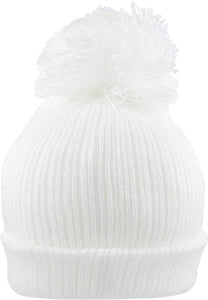 Baby Knitted Hat with Pom-Pom - Newborn to 12 Months