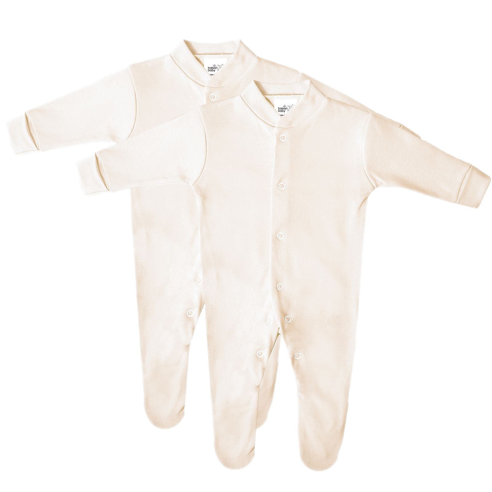 Baby Sleepsuits / Babygrows, 100% Cotton, Made In Britain - Cream