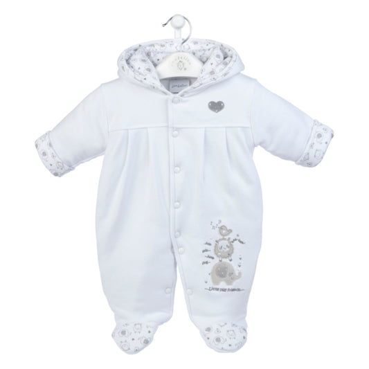 Baby Boys & Girls Pramsuit, 'Little Friends' Applique - White