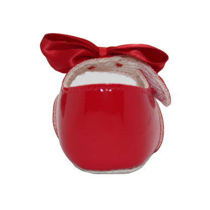 Baby Girls Bow Shoes - Soft Sole, Made in Britain, UK 0-3, Red