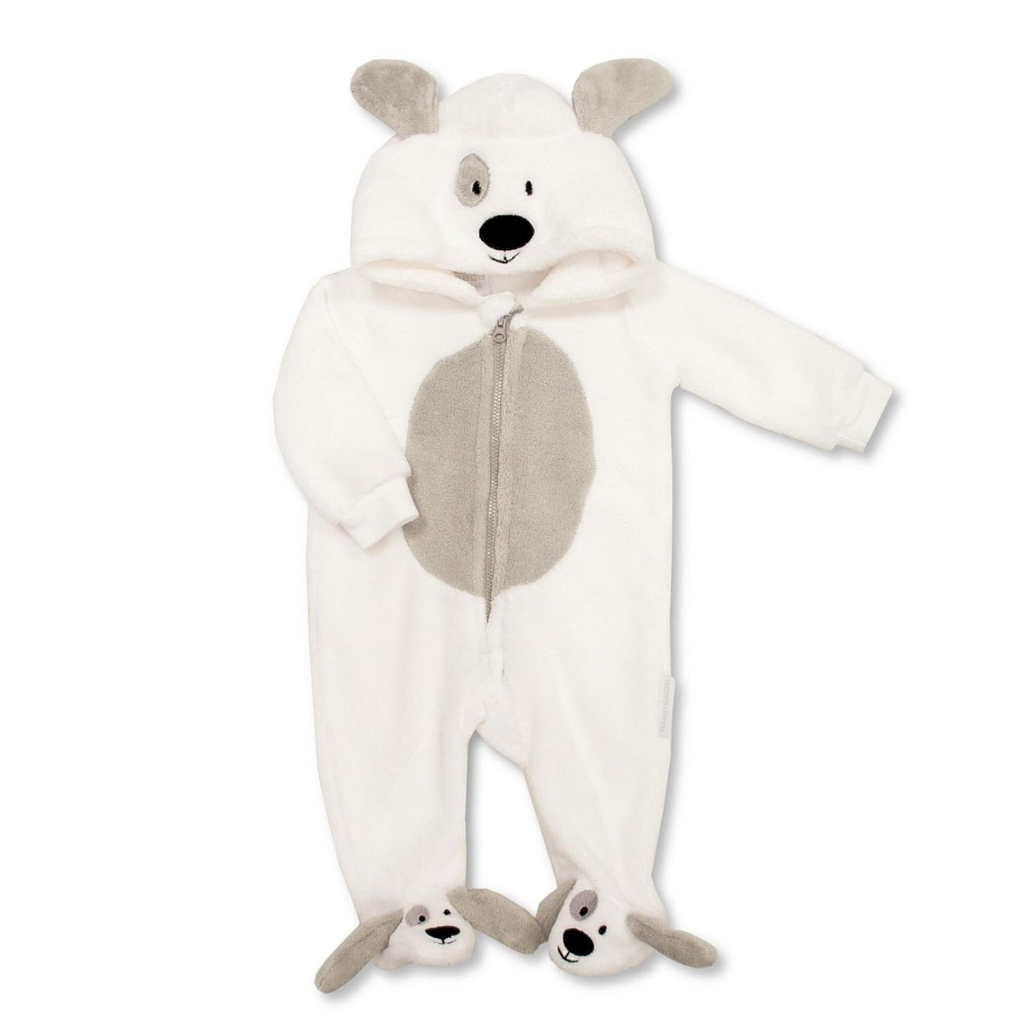 Baby Boys & Girls All-In-One - Dog Theme, White - Micro Fleece Fabric