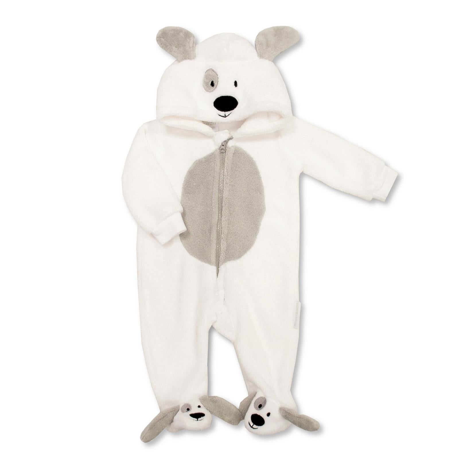 Baby Boys & Girls All-In-One - Dog Theme, White - Micro Fleece Fabric