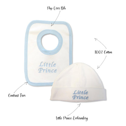 Little Prince & Princess Bib and Hat Set