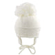 Baby Boys & Girls Knitted Bobble Hat - Diamond Knit - White