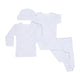 Tiny Baby Layette Set - Pure Cotton Outfit, Boys, Girls - White