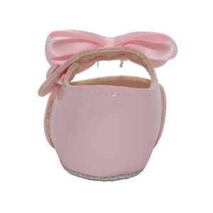 Baby Girls Bow Shoes - Soft Sole, Made in Britain, UK 0-3, Pink